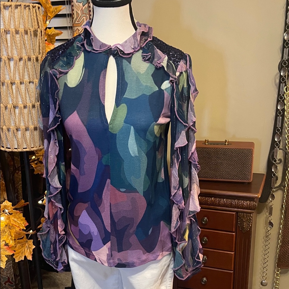 Chic Multicolor Ruffle Blouse